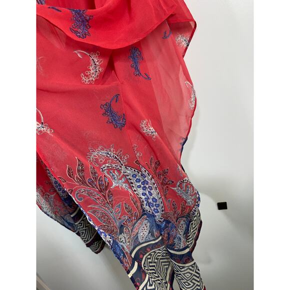 Lane Bryant Red Sheer Floral Paisley Blouse Swim Cover Up 22 / 24 - Picture 3 of 9